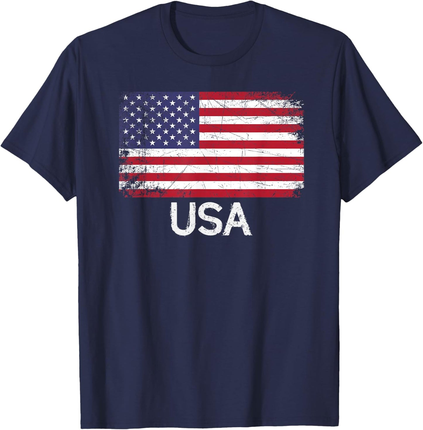 American Flag | Vintage Made in USA United States Gift T-Shirt - T-Shirt | Navy