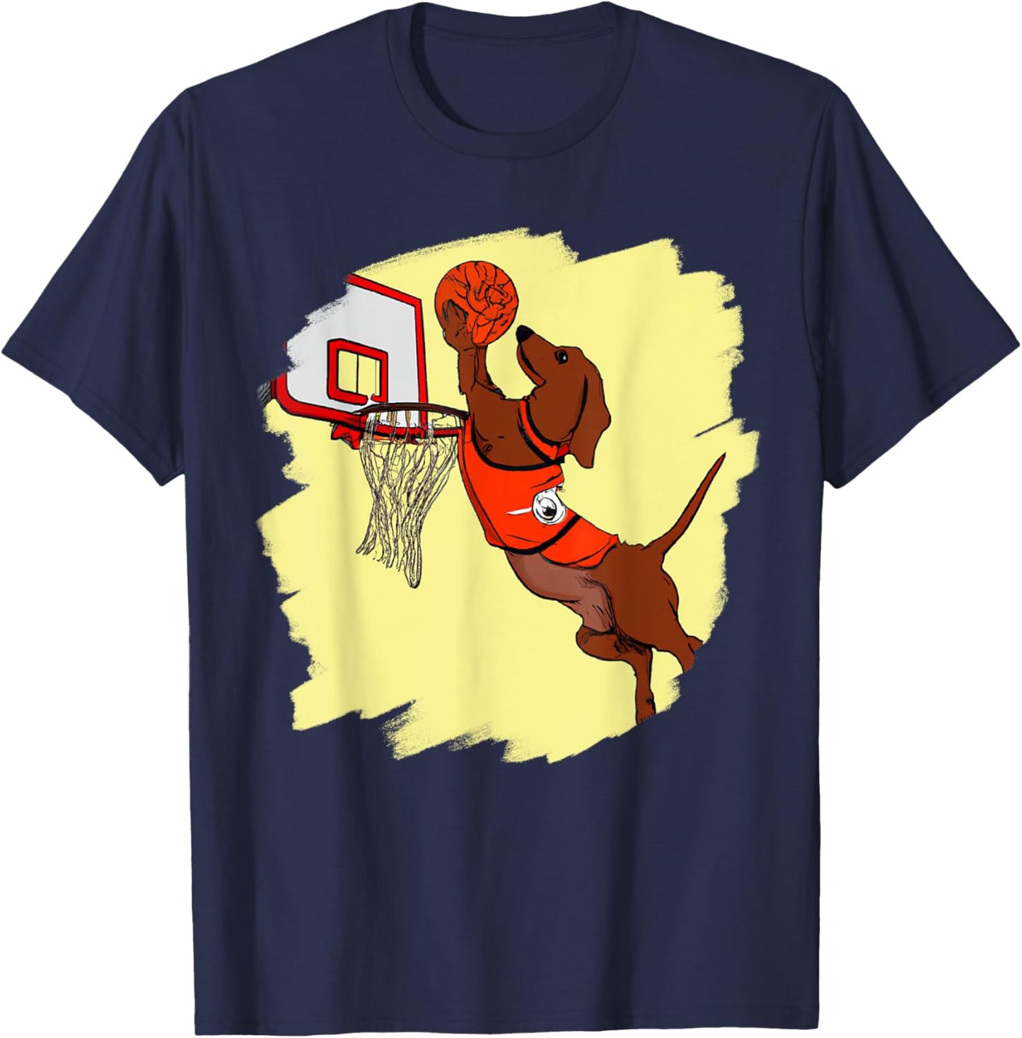 Dachshund Chiweenie Wiener Dog Playing Basketball Funny Dog T-Shirt - T-Shirt | Navy