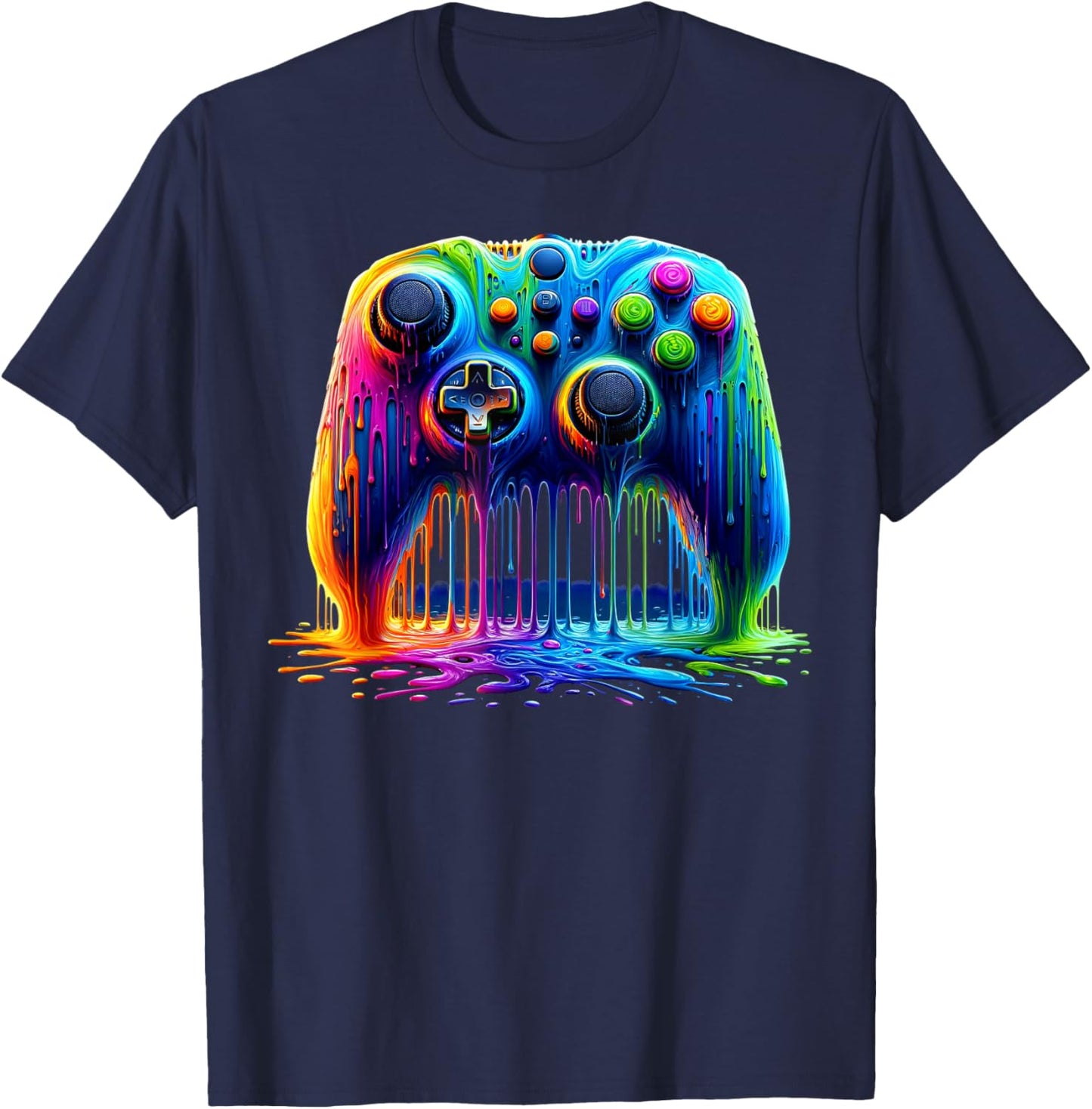 Colorful Passion for Gaming Gamer Graphic Design T-Shirt - T-Shirt | Navy