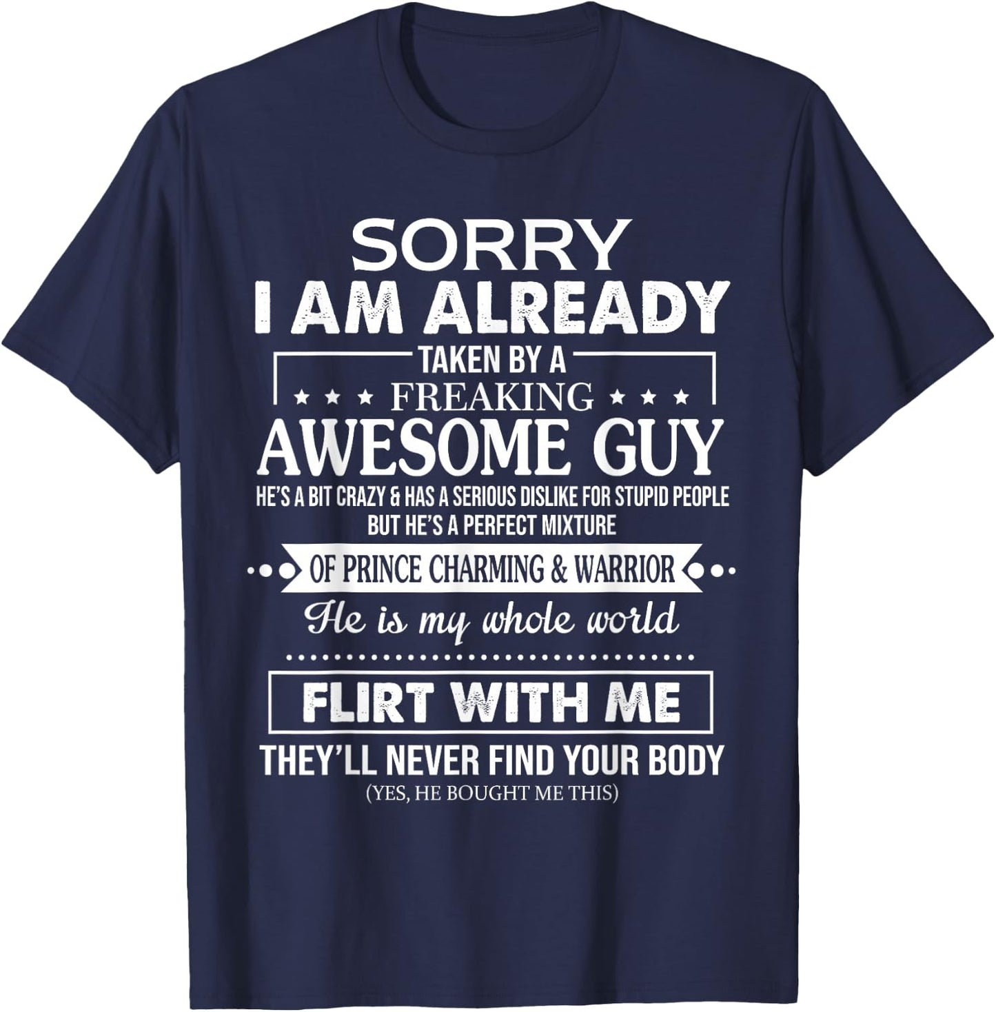 Sorry I Am Already Taken by A Freaking Awesome Guy Husband T-Shirt - T-Shirt | Navy