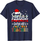 Santa's Favorite Daycare Teacher Buffalo Plaid Christmas T-Shirt - T-Shirt | Navy