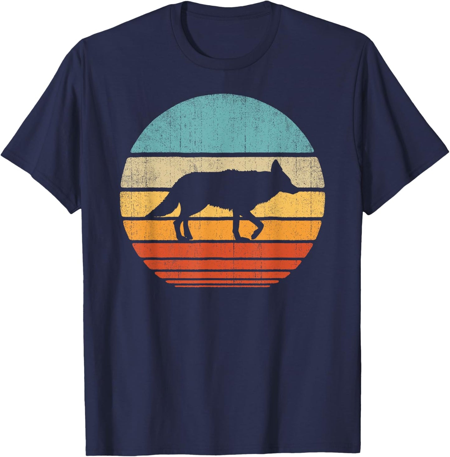 Coyote Retro Vintage 60s 70s Sunset Mammal Animal Men Women T-Shirt - T-Shirt | Navy