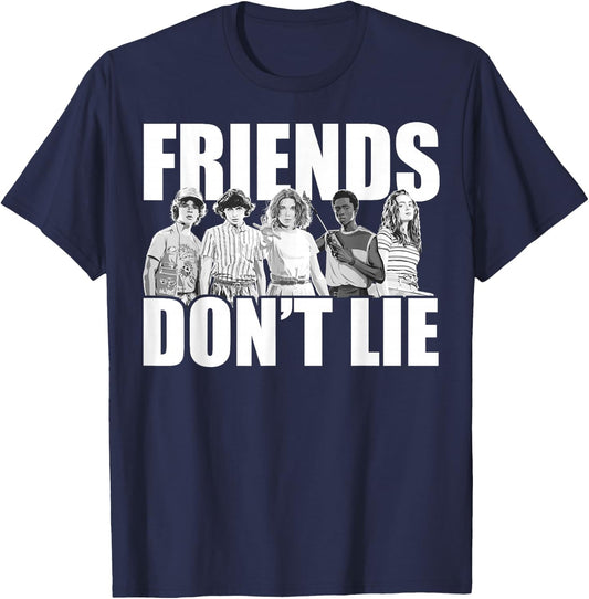 Netflix Stranger Things Friends Don't Lie Group Shot T-Shirt - T-Shirt | Navy