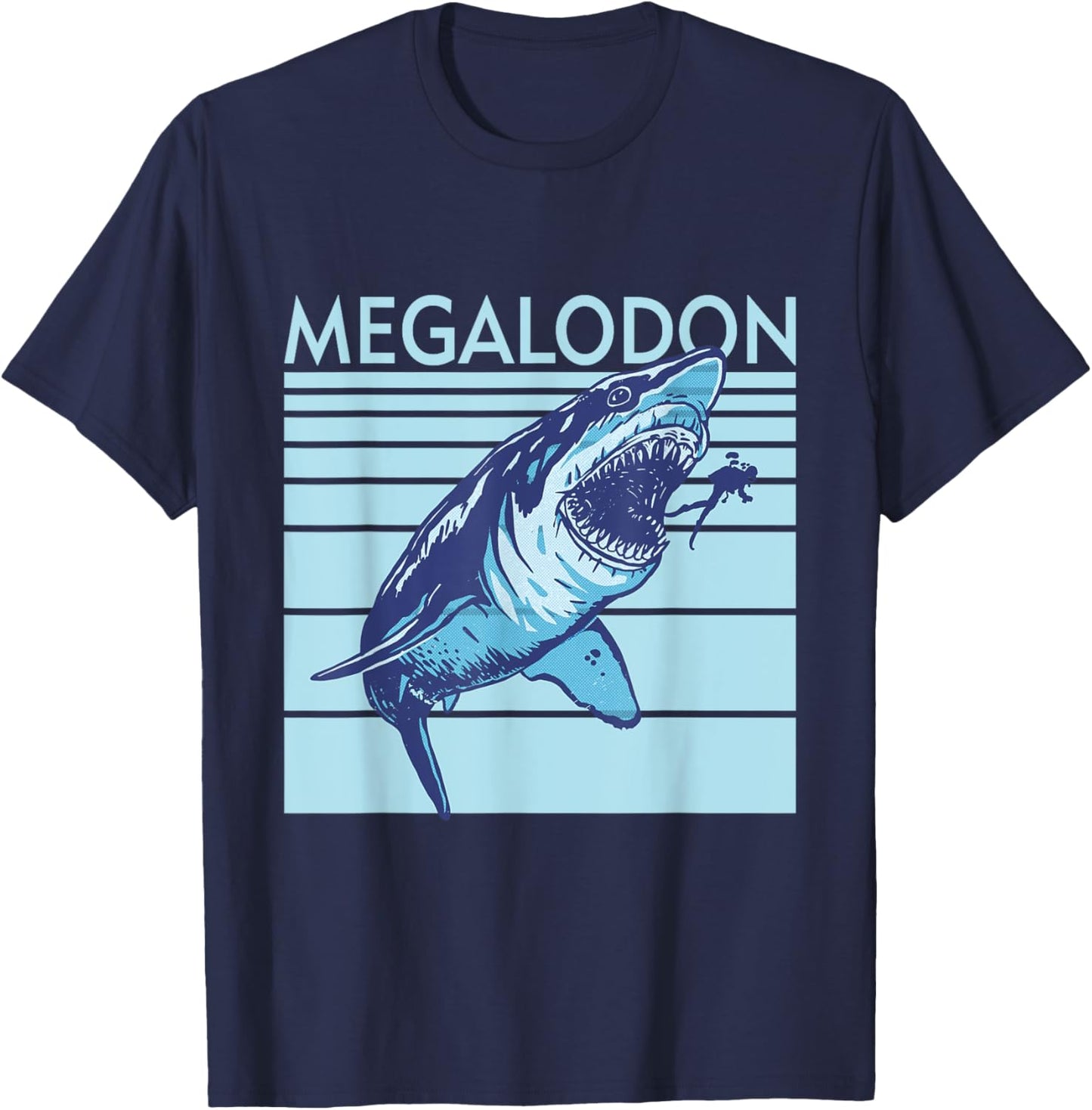 Megalodon Shark Fossil Tooth Hunter Paleontology Ocean Water T-Shirt - T-Shirt | Navy