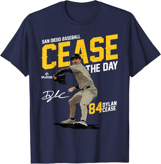 Cease the Day Dylan Cease San Diego MLBPA T-Shirt - T-Shirt | Navy