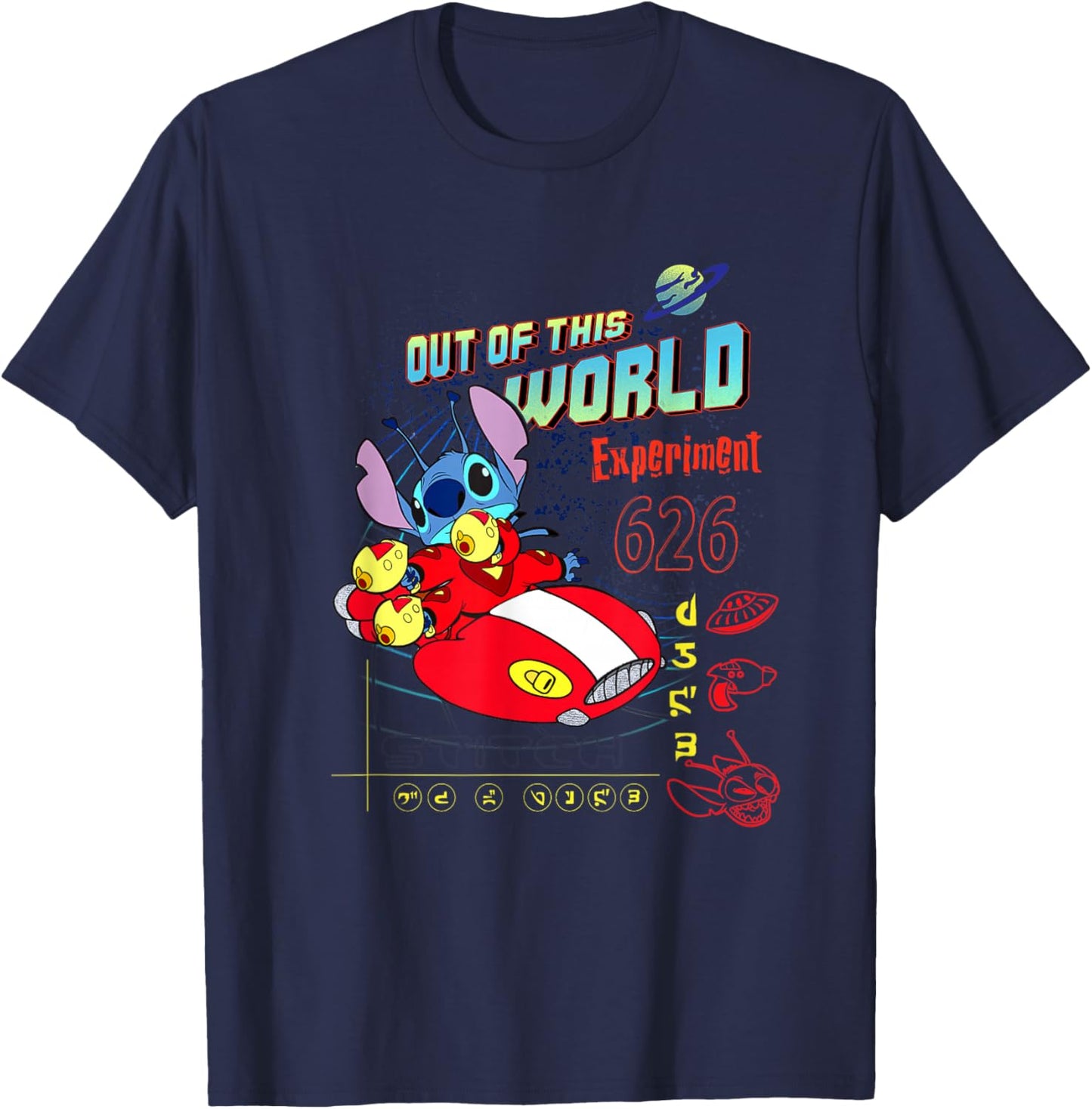 Disney Lilo & Stitch Out Of This World Experiment 626 Poster T-Shirt - T-Shirt | Navy