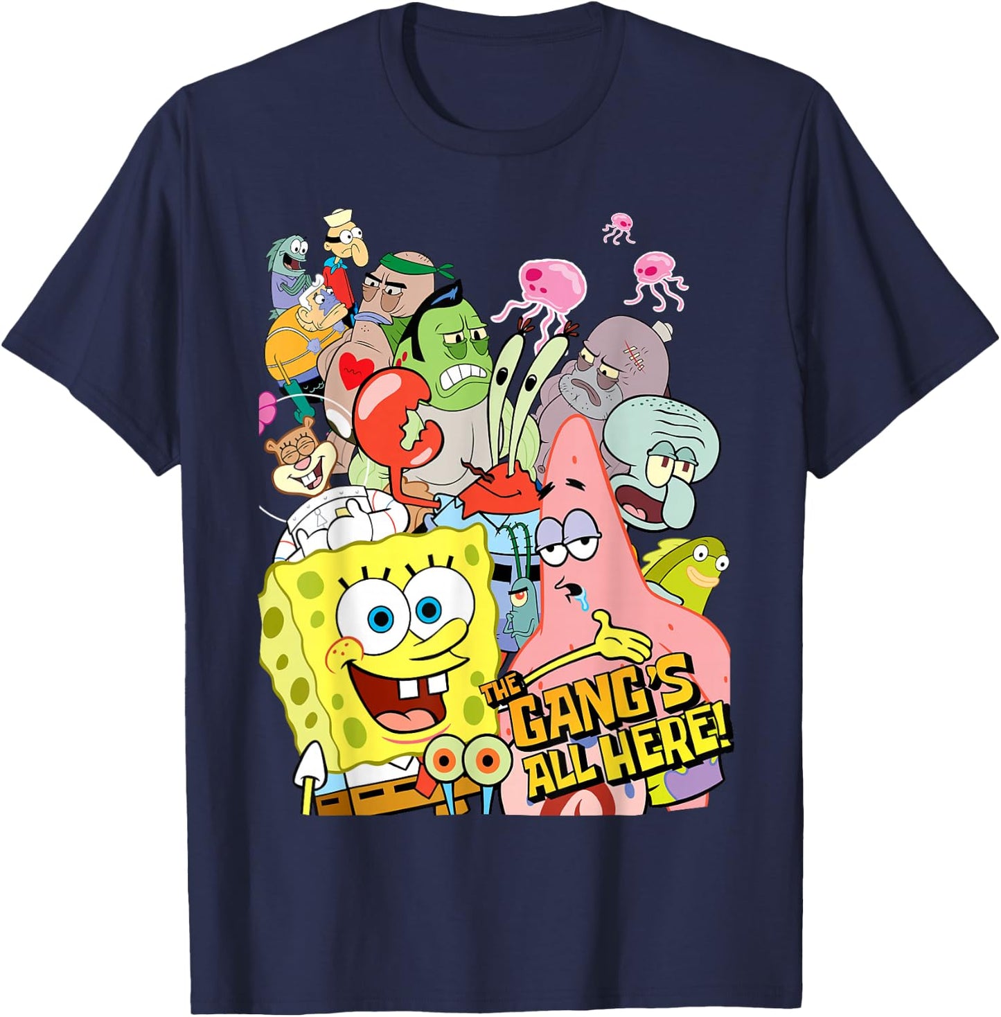 SpongeBob SquarePants The Gangs All Here! T-Shirt - T-Shirt | Navy