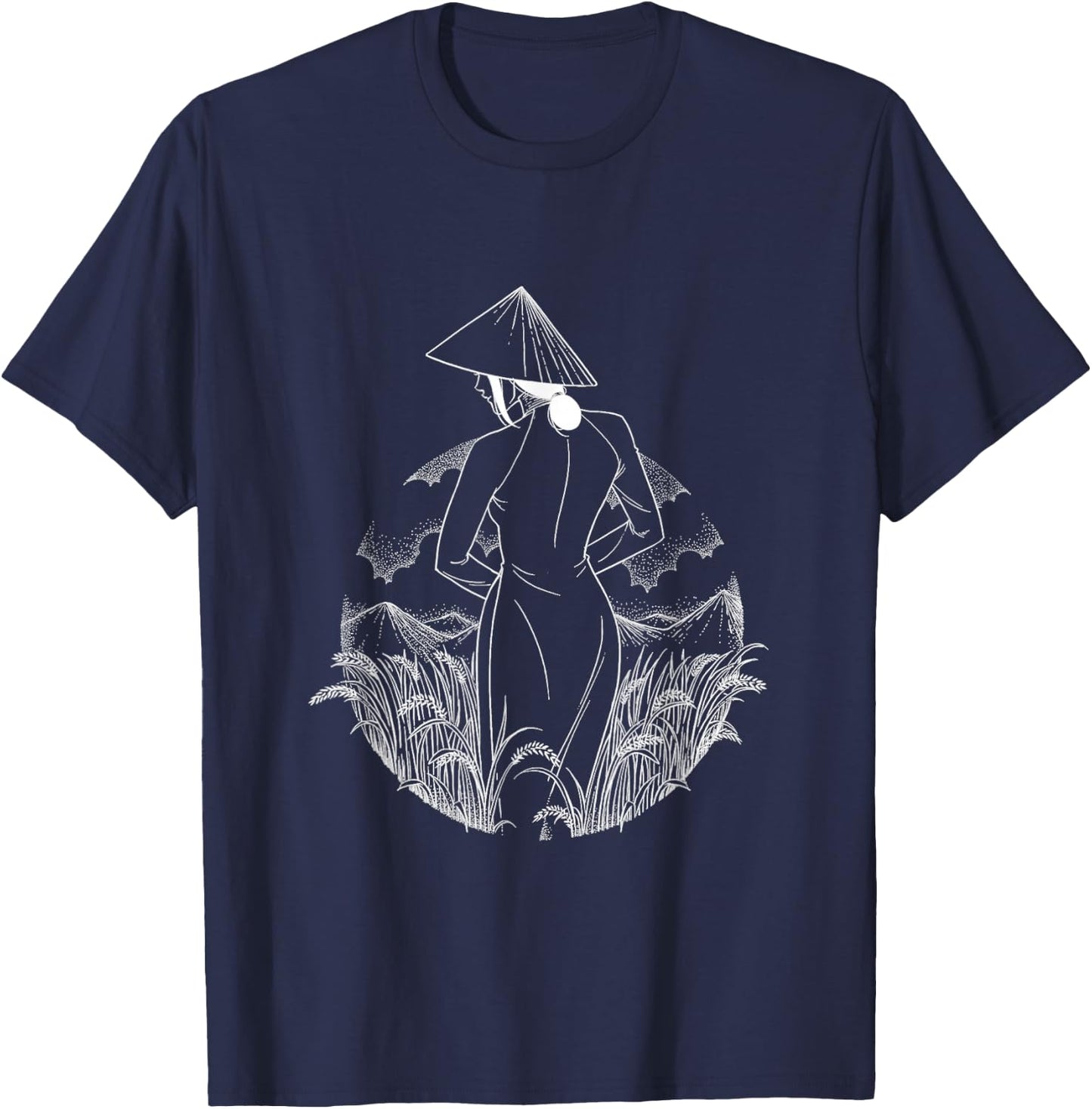 Silhouette Vietnamese Woman Unique Art Vietnam Vet-Fan T-Shirt - T-Shirt | Navy