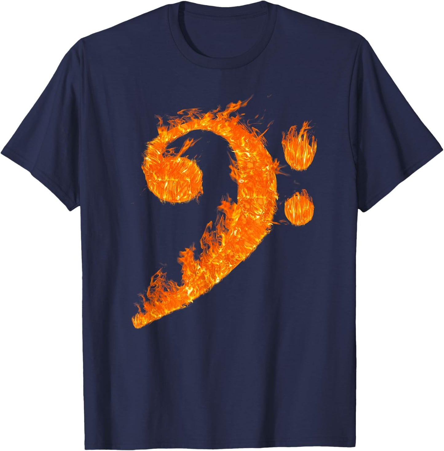 Cool Bass Clef Gift Women Fire Musical Symbol Lover T-Shirt - T-Shirt | Navy