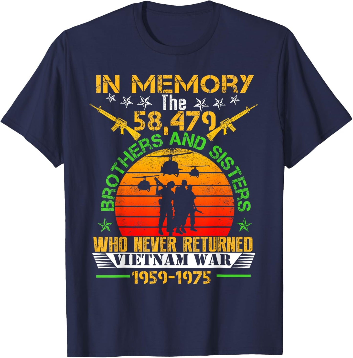Vietnam Veteran In Memory The War Vietnam Gift T-Shirt - T-Shirt | Navy