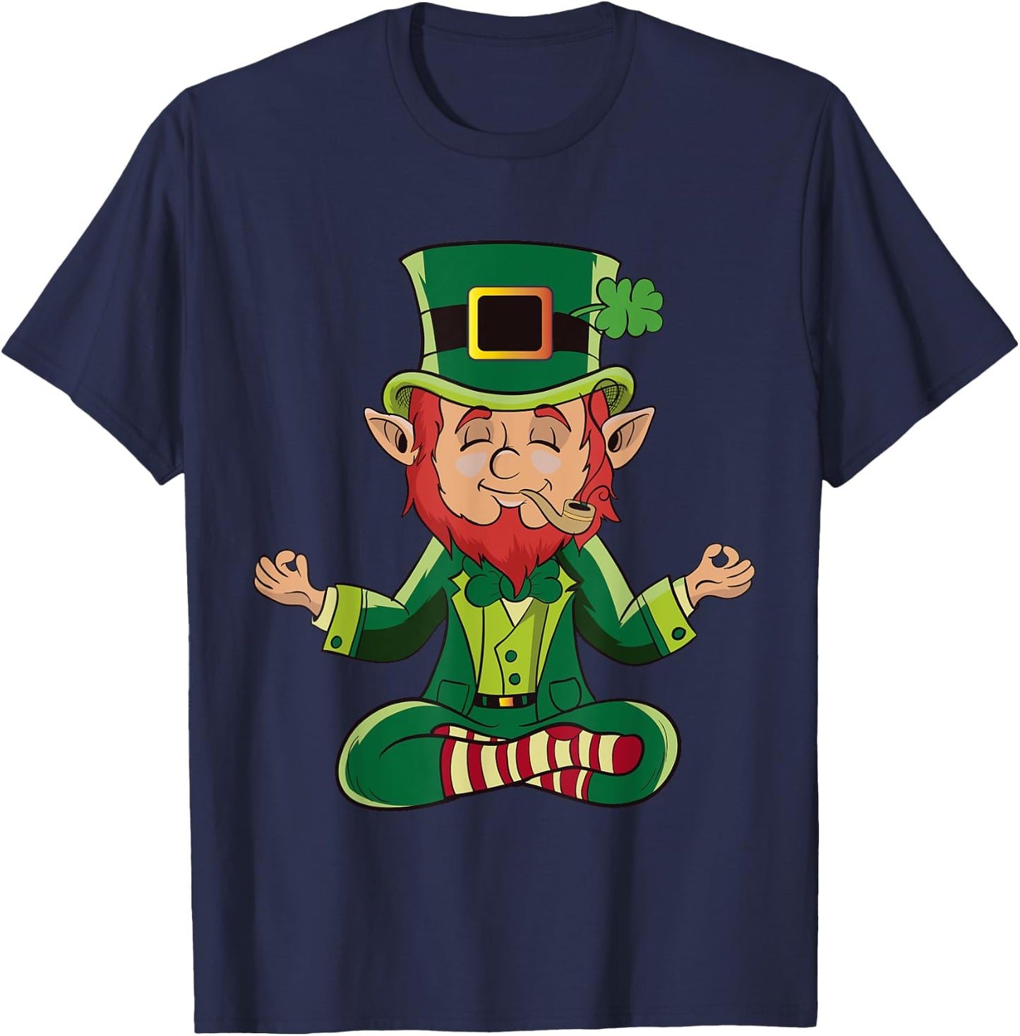 Meditating Yoga Leprechaun for Irish and St Paddy's T-Shirt - T-Shirt | Navy