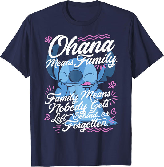 Disney Lilo & Stitch Stitch Day Ohana Means Family T-Shirt - T-Shirt | Navy
