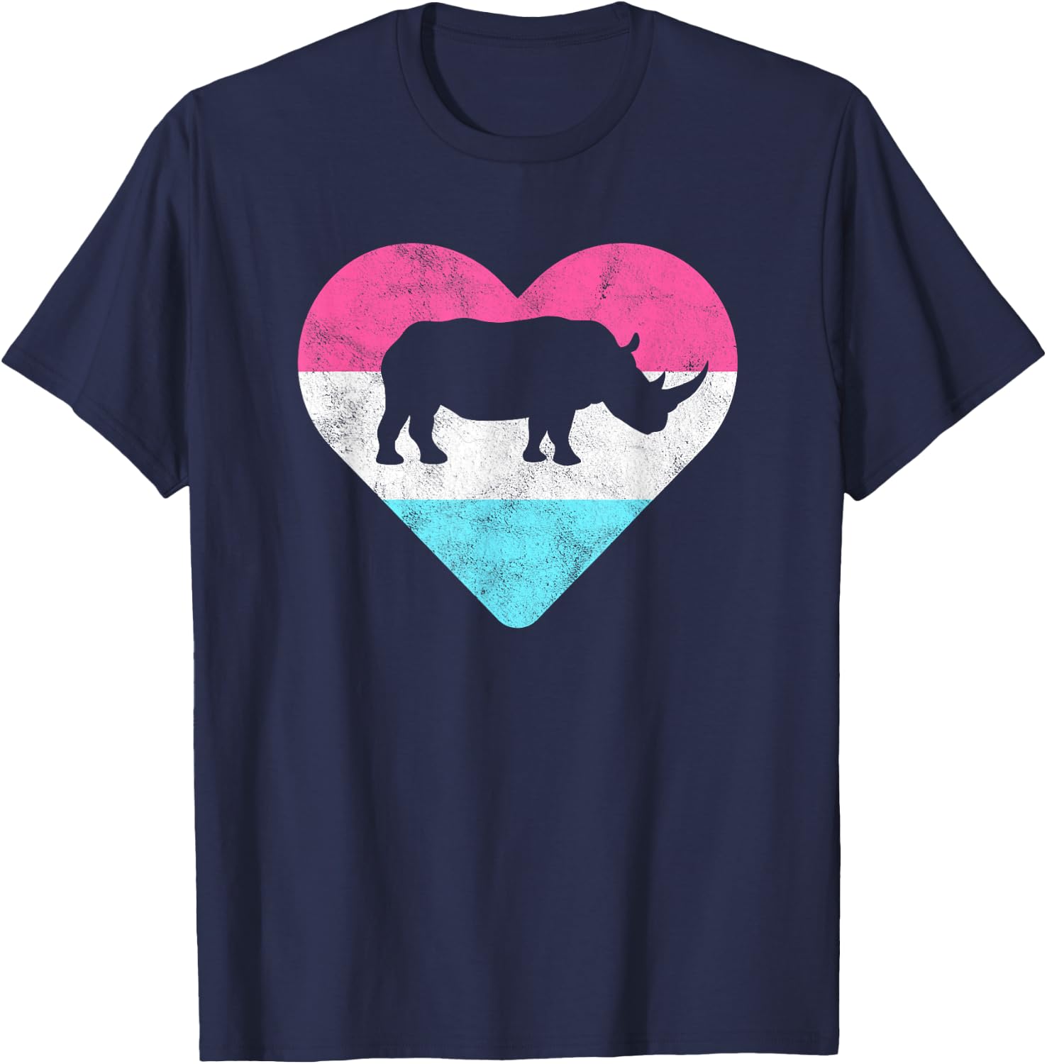 Retro Vintage Rhino Rhinoceros Gift or Girls T-Shirt - T-Shirt | Navy