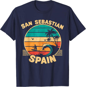San Sebastian Spain City Passionate About Surfing Waves T-Shirt - T-Shirt | Navy