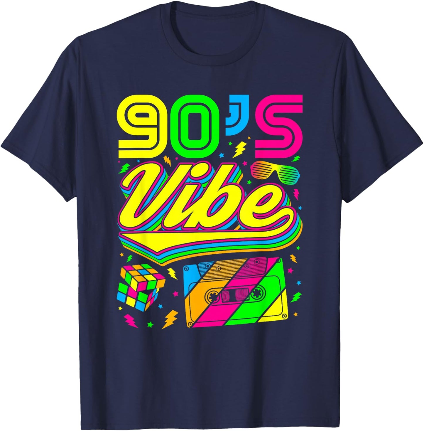 90s Vibe Nineties Retro Vintage Party Dress T-Shirt - T-Shirt | Navy
