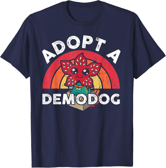 Adopt A Demodog Shirt Kids Women Men Cute Funny Dogs Lovers T-Shirt - T-Shirt | Navy