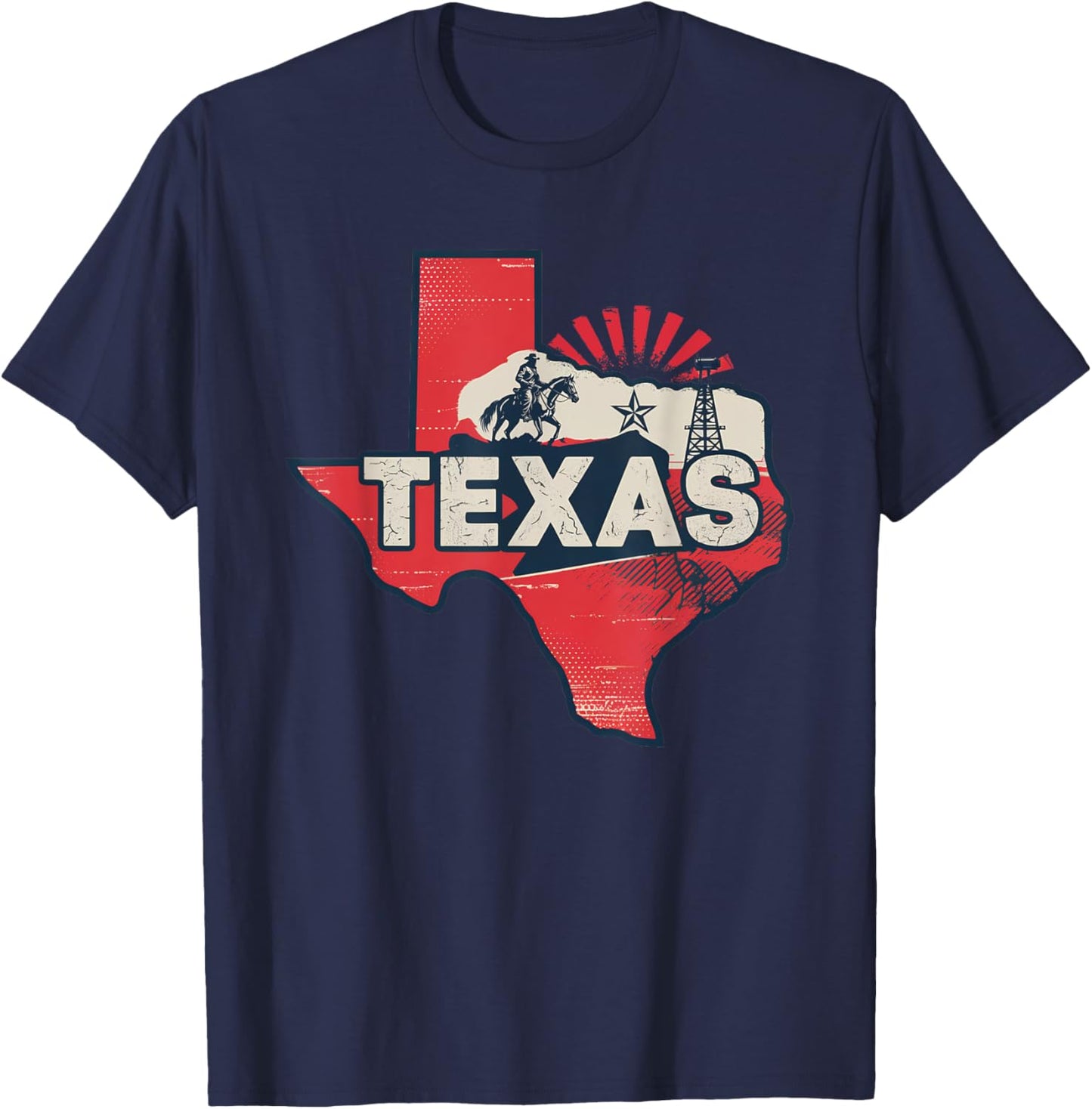 Texas State of Texas Retro Texas T-Shirt - T-Shirt | Navy