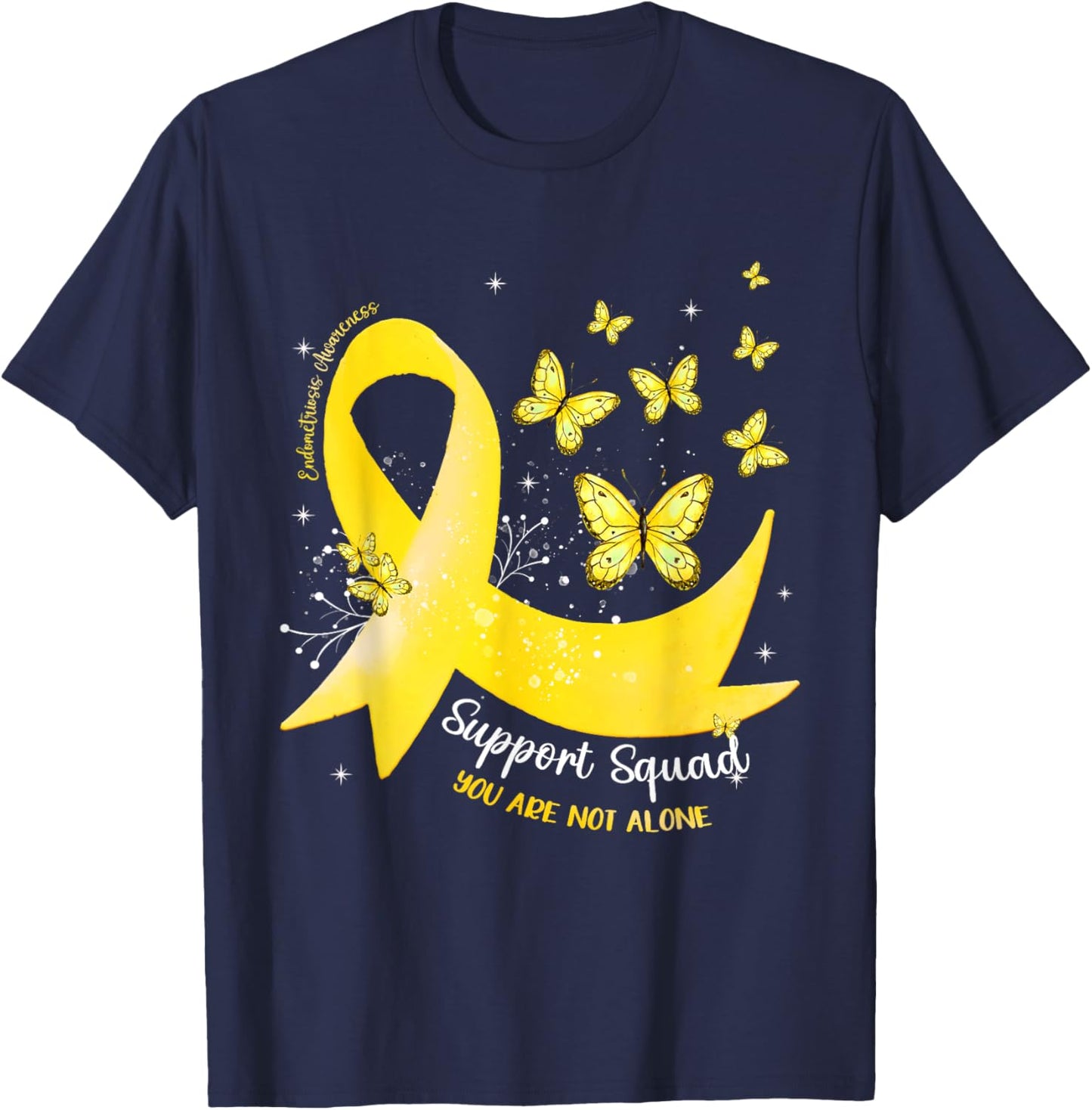 Support Squad Yellow Ribbon Endometriosis Awareness T-Shirt - T-Shirt | Navy