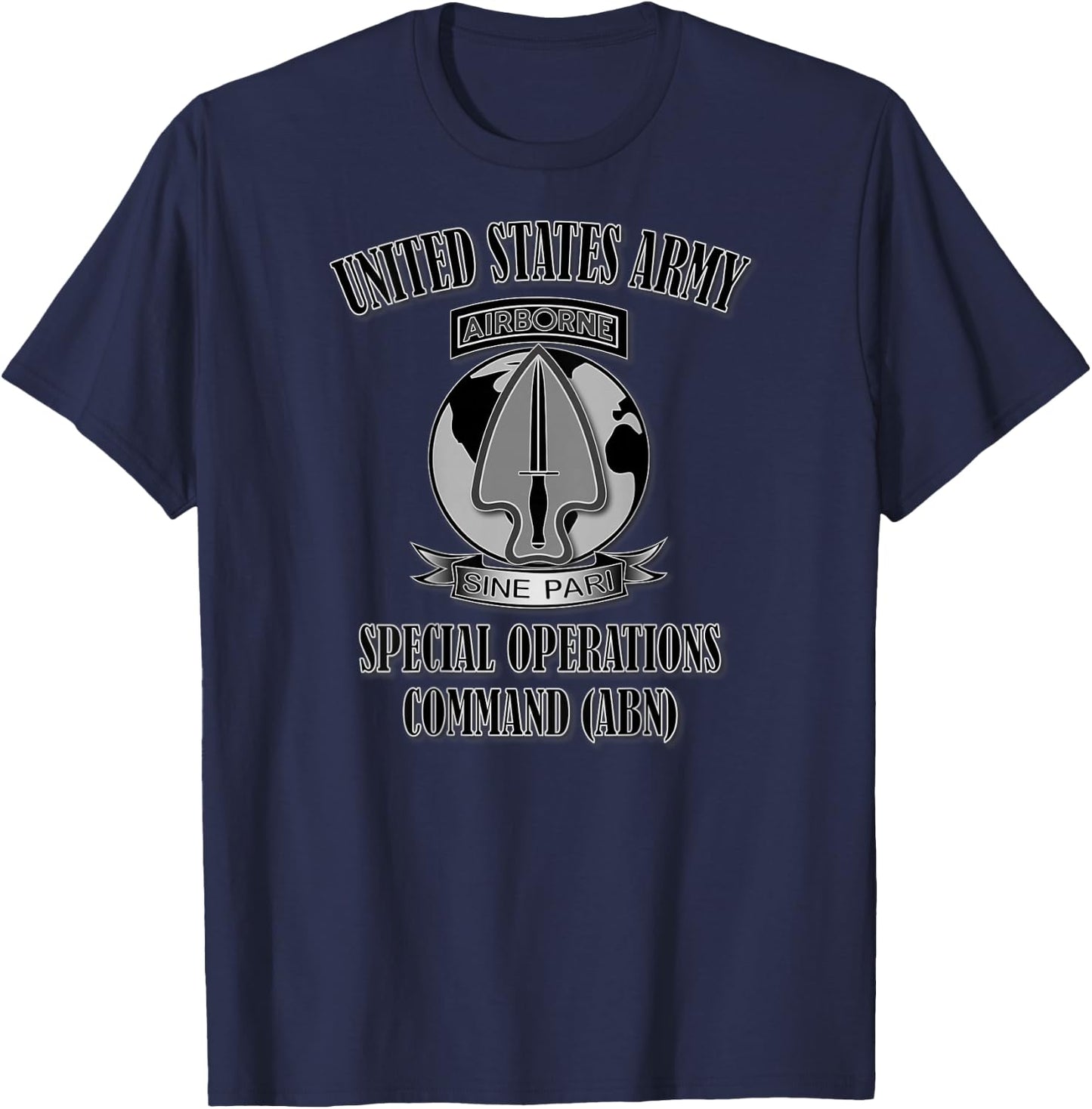 U.S. Army Special Operations Command (ABN) (Back Design) T-Shirt - T-Shirt | Navy