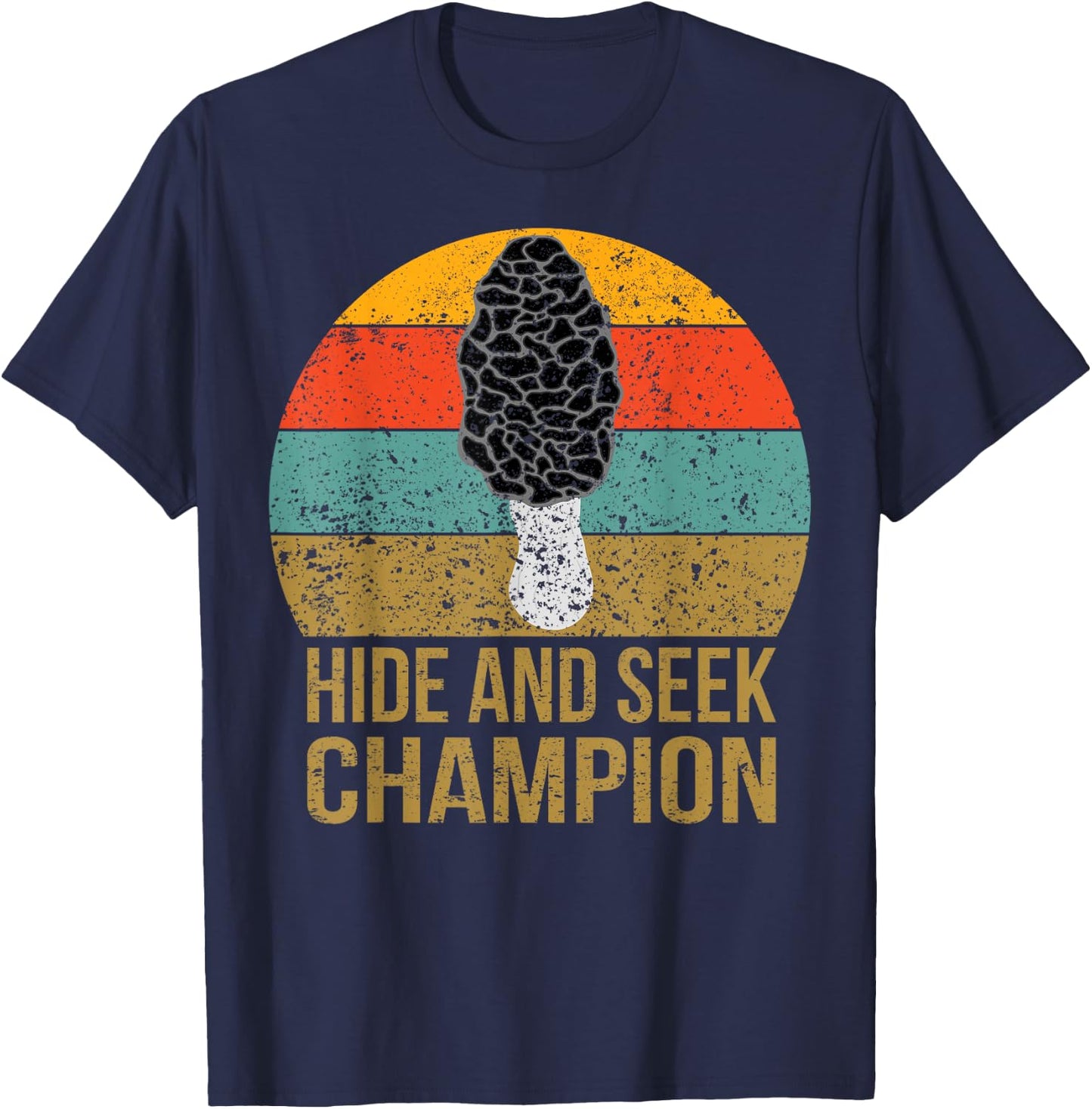 Vintage Morel Hunting Mushroom Hunter Mesh Foraging Fungi T-Shirt - T-Shirt | Navy