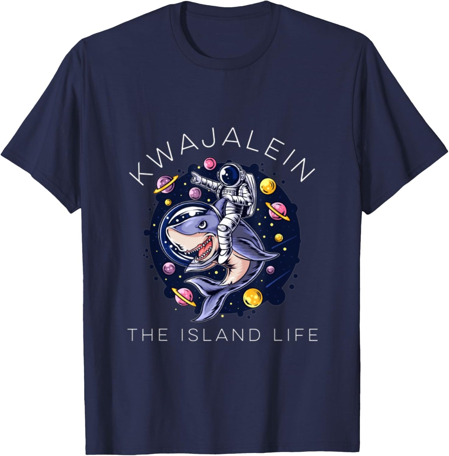 Kwajalein Marshall Islands Kwaj Shark Ocean Diving Moon T-Shirt - T-Shirt | Navy