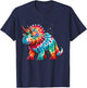 Tie Dye Color Triceratops Tie Dyed Dinosaur Prehistoric Dino T-Shirt - T-Shirt | Navy