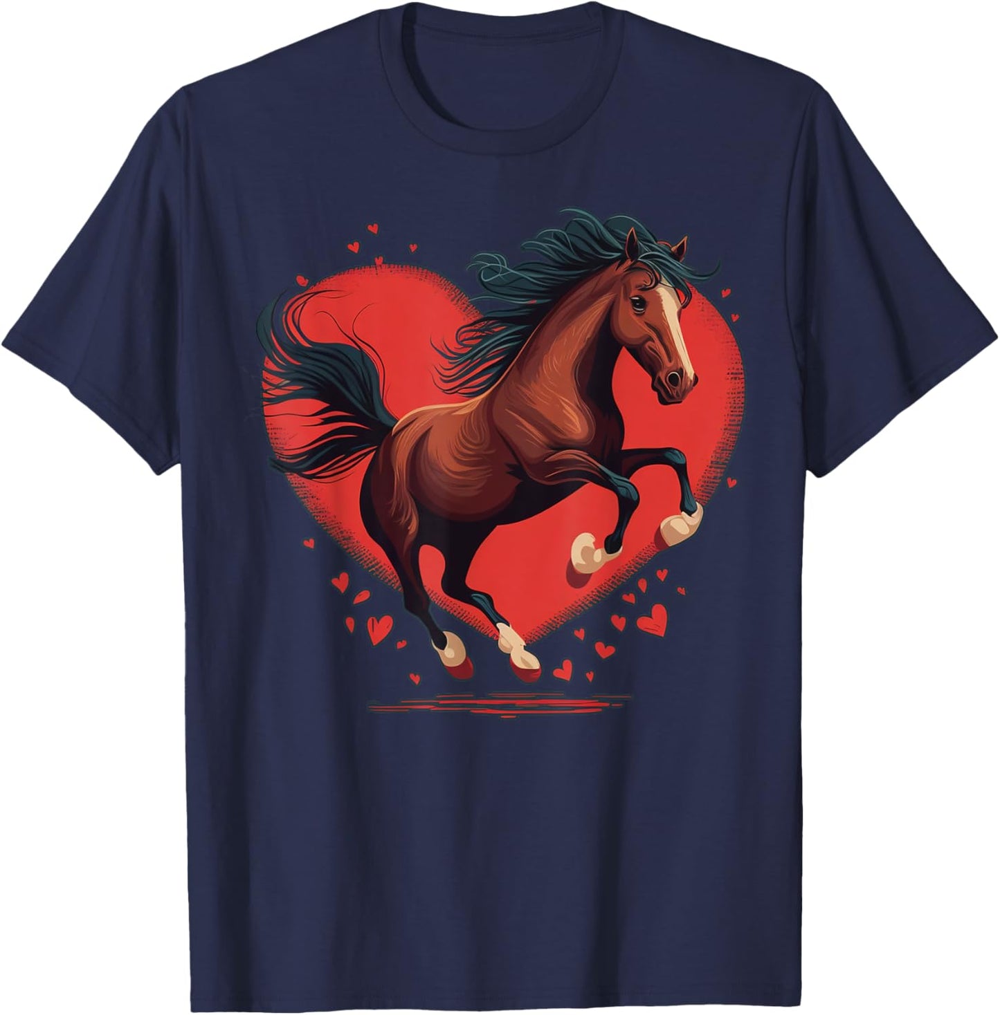 Horse Love Heart for Valentines Day on Horse Lover T-Shirt - T-Shirt | Navy