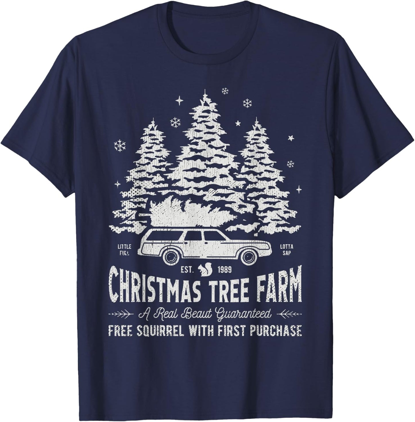 Christmas Movie Car Christmas Tree Farm Funny X-Mas T-Shirt - T-Shirt | Navy