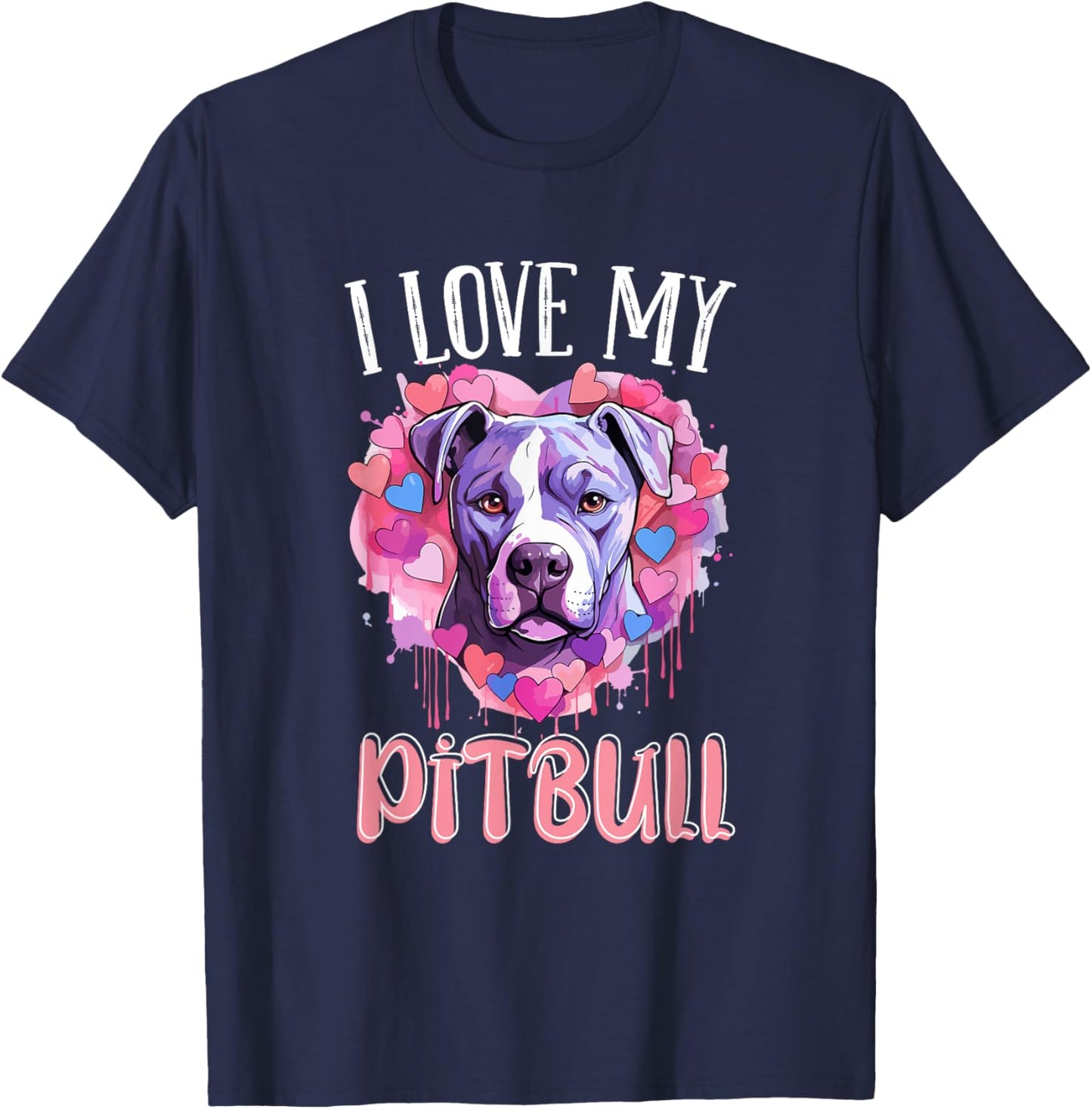 Pitbull Pittie - I Love My Pitbull T-Shirt - T-Shirt | Navy