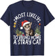 Most Likely To Bring Home A Stray Cat Matching Christmas T-Shirt - T-Shirt | Navy