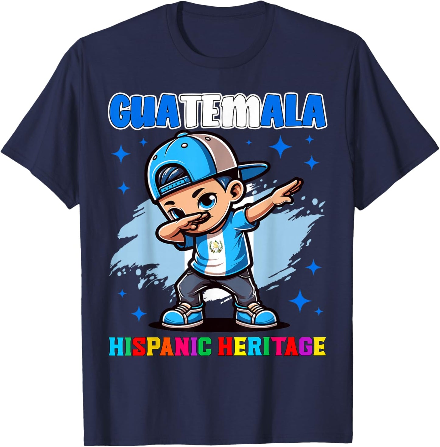 Guatemala Dabbing Kid Hispanic Heritage Celebration for Kids T-Shirt - T-Shirt | Navy