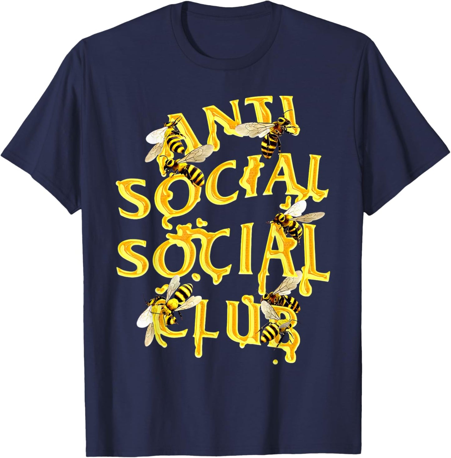 Retro Anti Social Club Bees Funny Introvert Women Men T-Shirt - T-Shirt | Navy