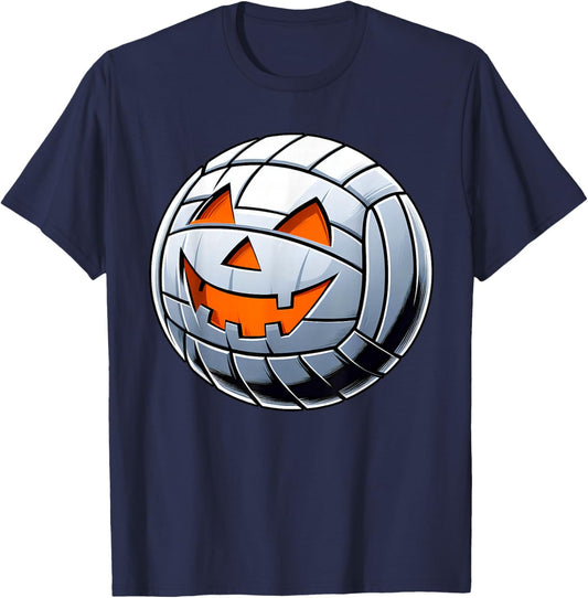 Halloween Jack O Lantern Volleyball Player Coach Pitcher Boy T-Shirt - T-Shirt | Navy