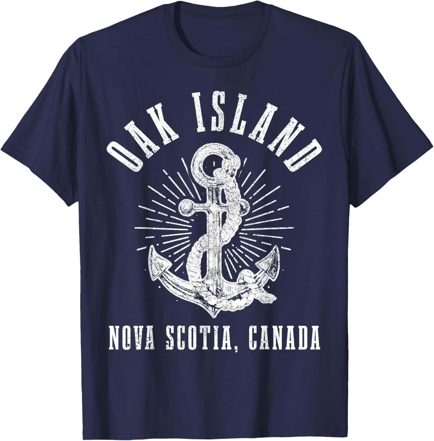 Oak Island Nova Scotia Canada Vintage Nautical Anchor T-Shirt - T-Shirt | Navy