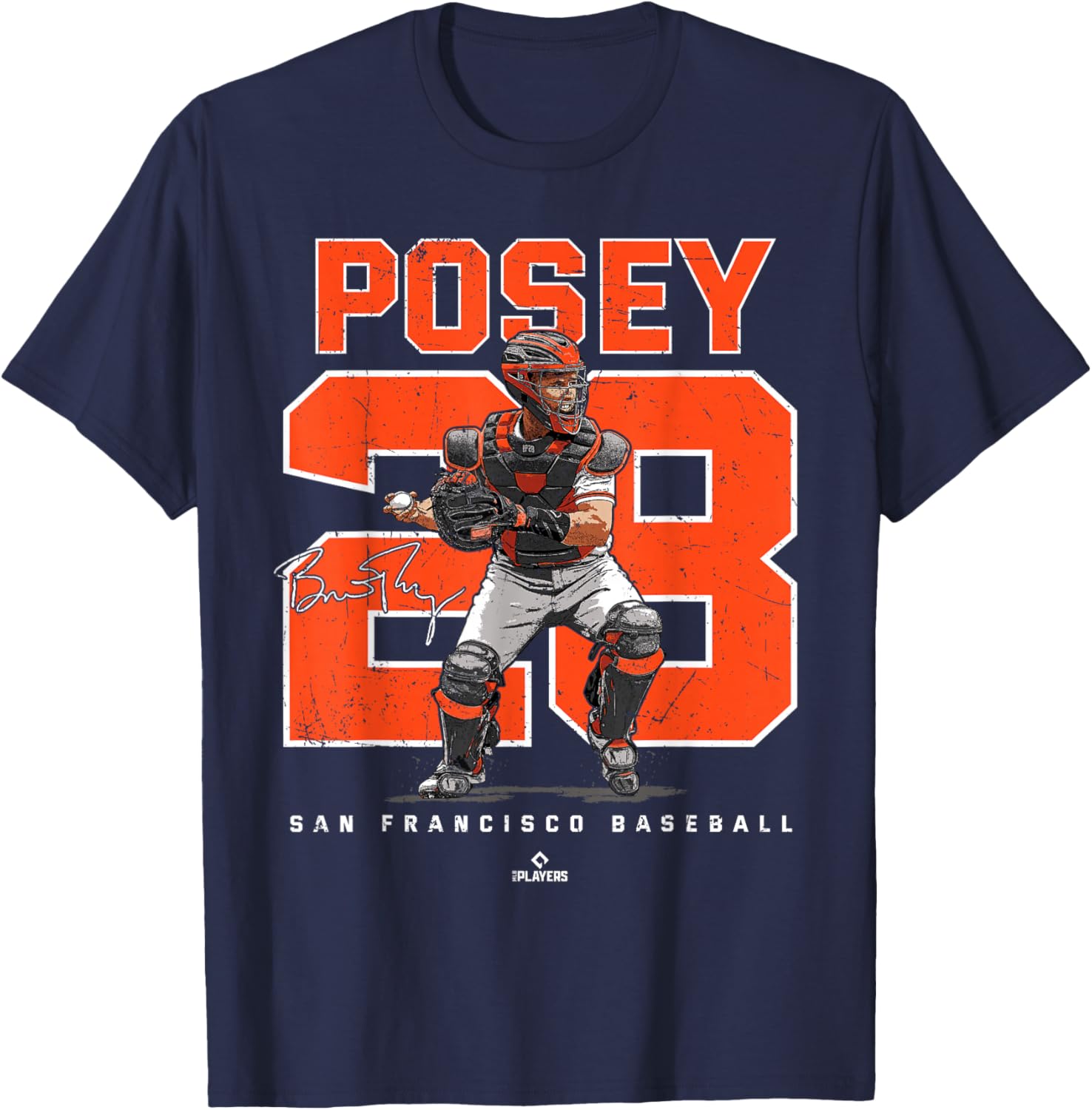 Number and Portrait Buster Posey San Francisco MLBPA T-Shirt - T-Shirt | Navy