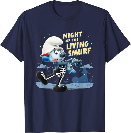 The Smurfs Halloween Night Of The Living Smurf Zombie Logo T-Shirt - T-Shirt | Navy