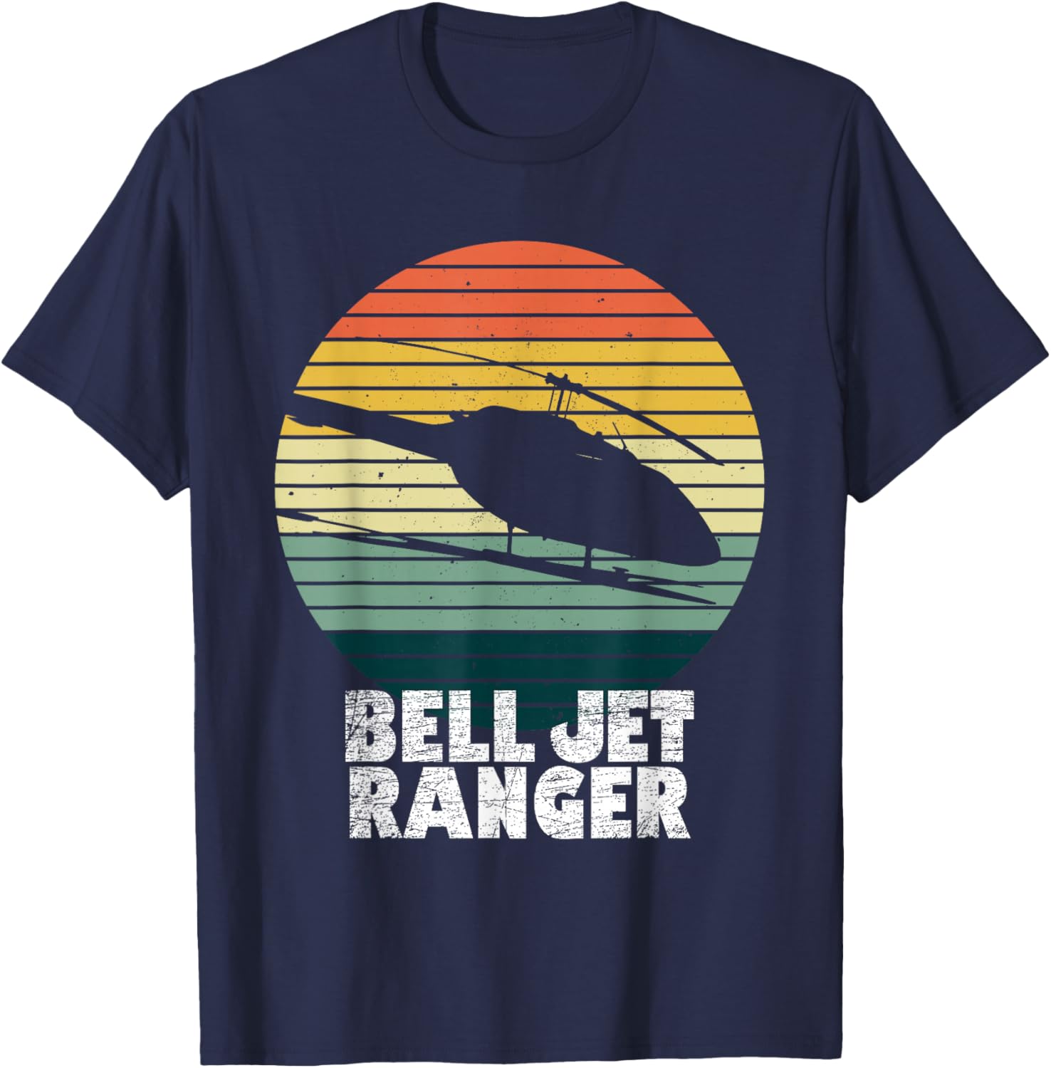 Helicopter Avitation Pilot Military Heli Bell Jet Ranger T-Shirt - T-Shirt | Navy