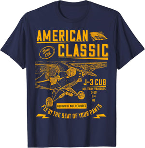 Piper Cub Airplane An American Classic T-Shirt - T-Shirt | Navy