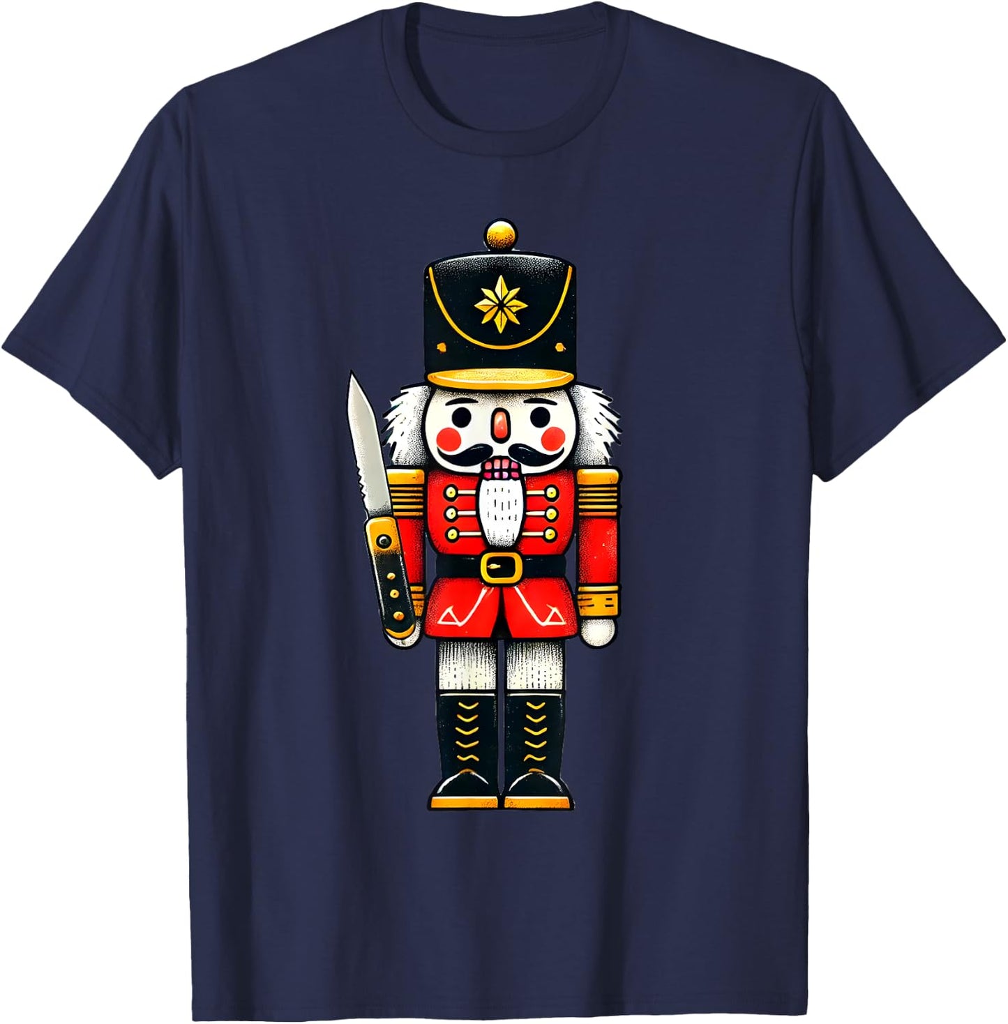 Cute Funny Christmas Happy Holiday Pajama Gift -Adults Winter Black Short Sleeve Small Classic Fit Pajama Shirt Holiday-Themed T-Shirt - T-Shirt | Navy