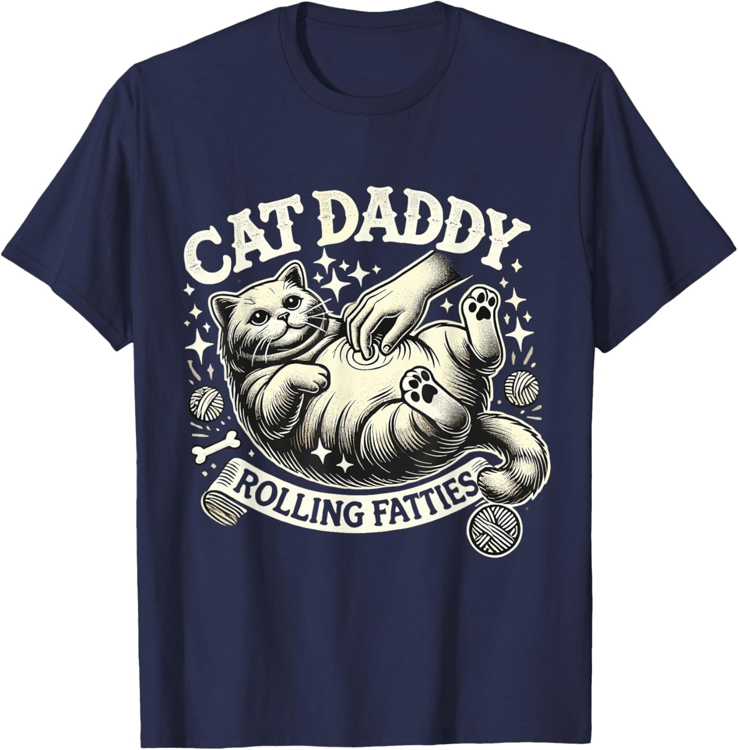 Rolling Fatties Cat Funny Cute Cat Lover Kitten Owner Kitty T-Shirt - T-Shirt | Navy