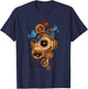 Steampunk Clock Gear and Butterflies Vintage Retro Aesthetic T-Shirt - T-Shirt | Navy