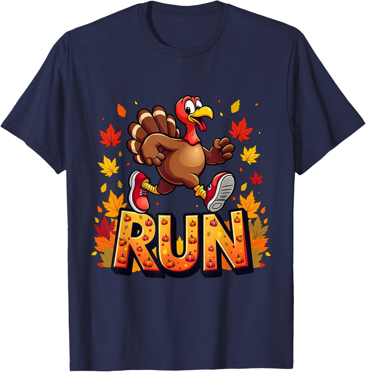 Running Turkey Trot Thanksgiving 2024 For Boys Girls Kids T-Shirt - T-Shirt | Navy