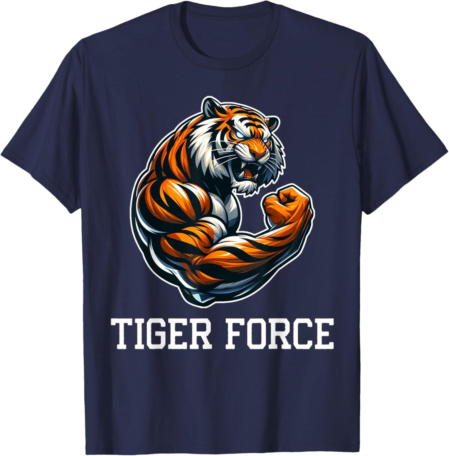 Tiger Force Wild Animal Lover Wildlife Nature Graphic T-Shirt - T-Shirt | Navy
