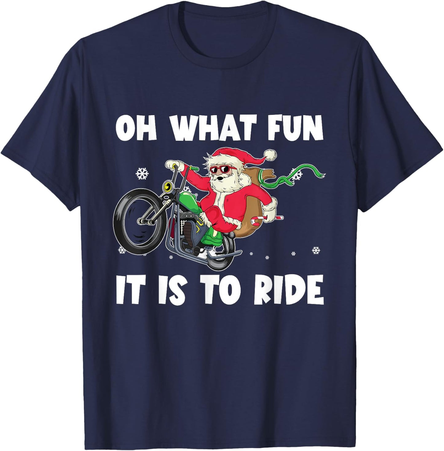 Christmas Biker Santa Motorcycle Christmas is coming T-Shirt - T-Shirt | Navy