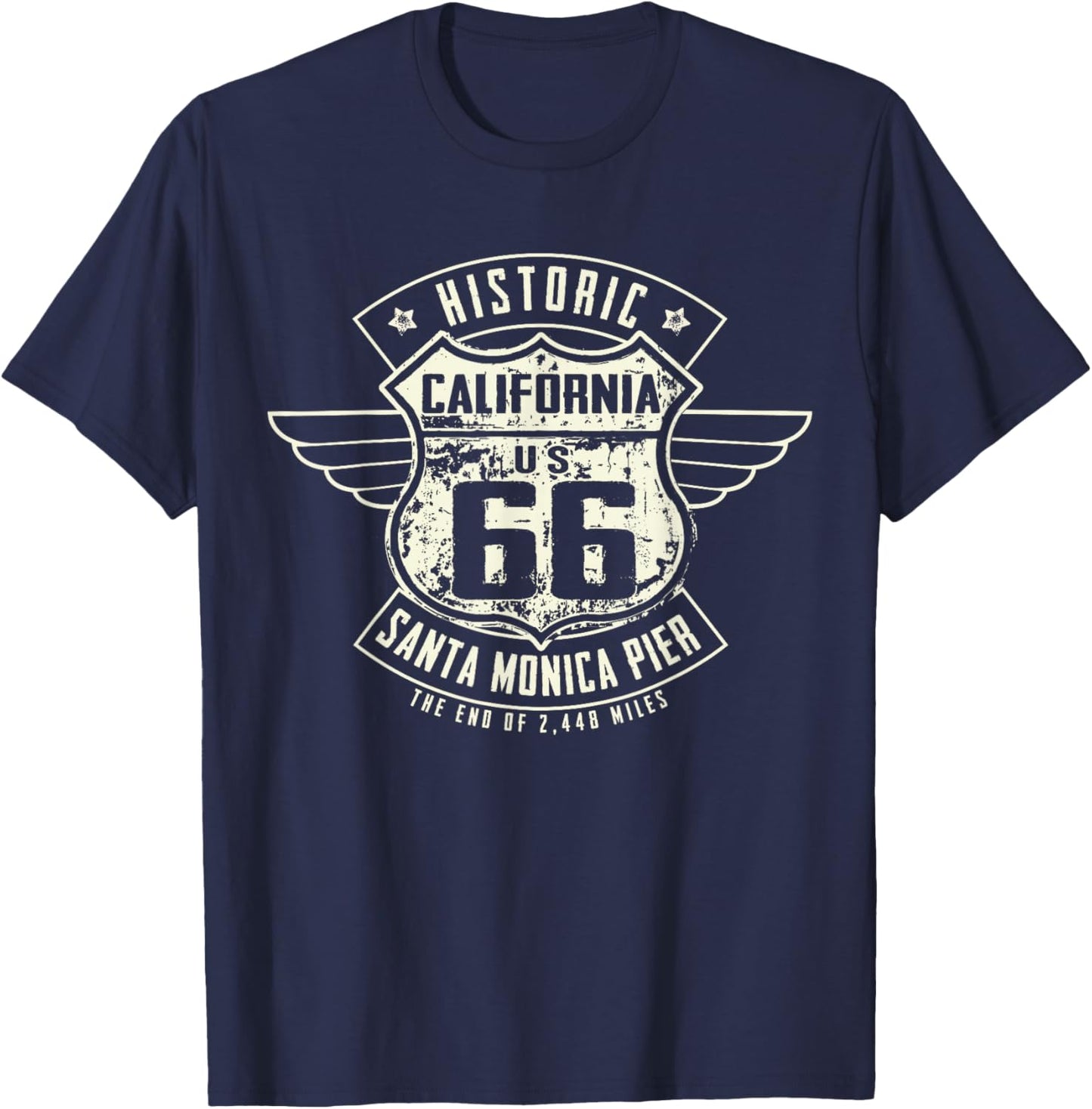 Vintage Historic California Santa Monica Pier T-Shirt - T-Shirt | Navy
