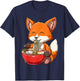 Fox Eating Ramen Ramen Noodle Lovers Fox Themed Gift T-Shirt - T-Shirt | Navy