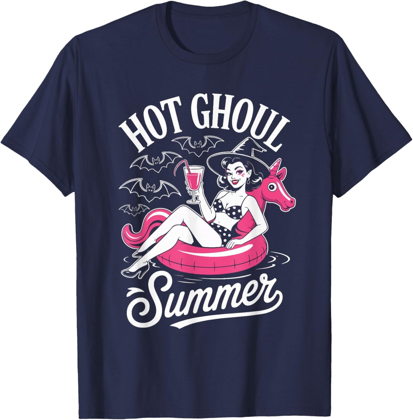 Hot Ghoul Summer Summerween Halloween Fun T-Shirt - T-Shirt | Navy