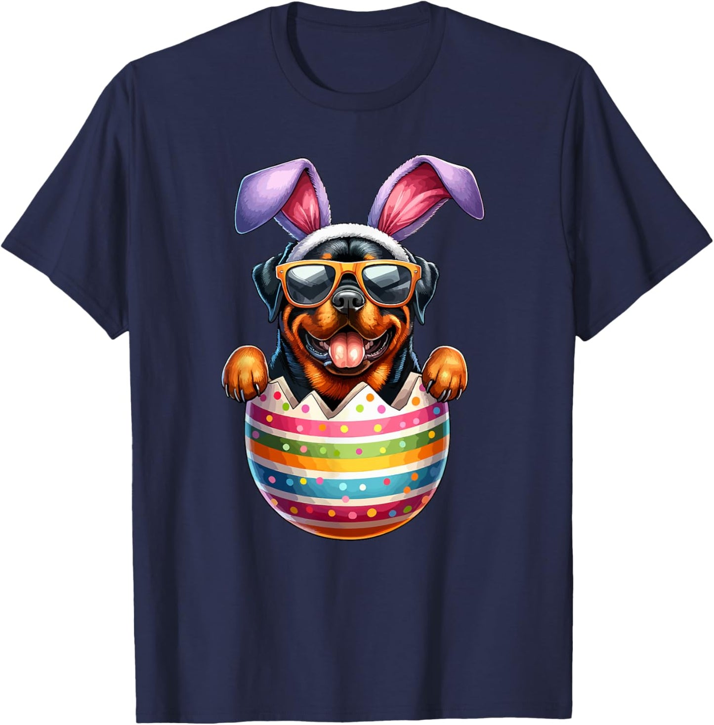 Cute Rottweiler Egg Happy Easter Day Dog Dad Dog Mom T-Shirt - T-Shirt | Navy