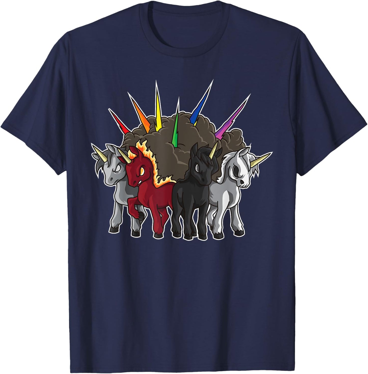 The Four Unicorns Of The Apocalypse - Horsemen Parody T-Shirt - T-Shirt | Navy