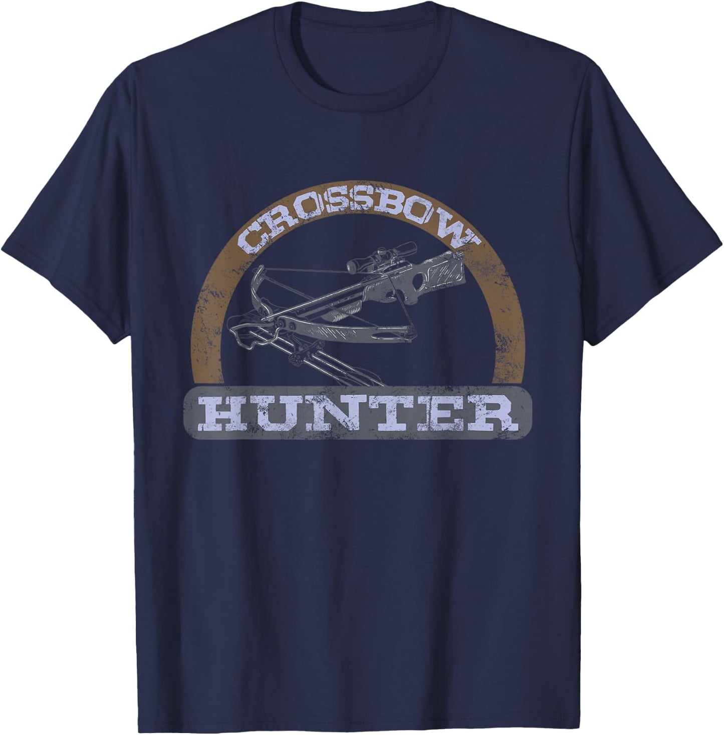Crossbow Hunting Faded Distressed Retro Look Archery T-Shirt - T-Shirt | Navy